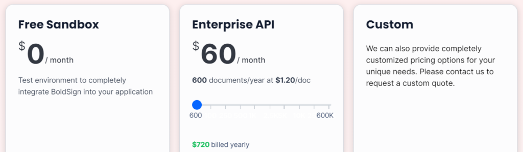 BoldSign api pricing