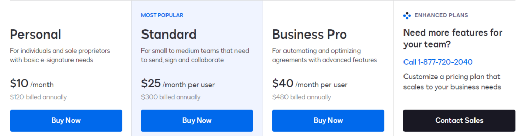 DocuSign plans