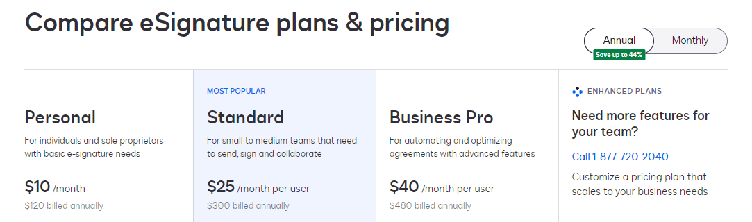 DocuSign pricing