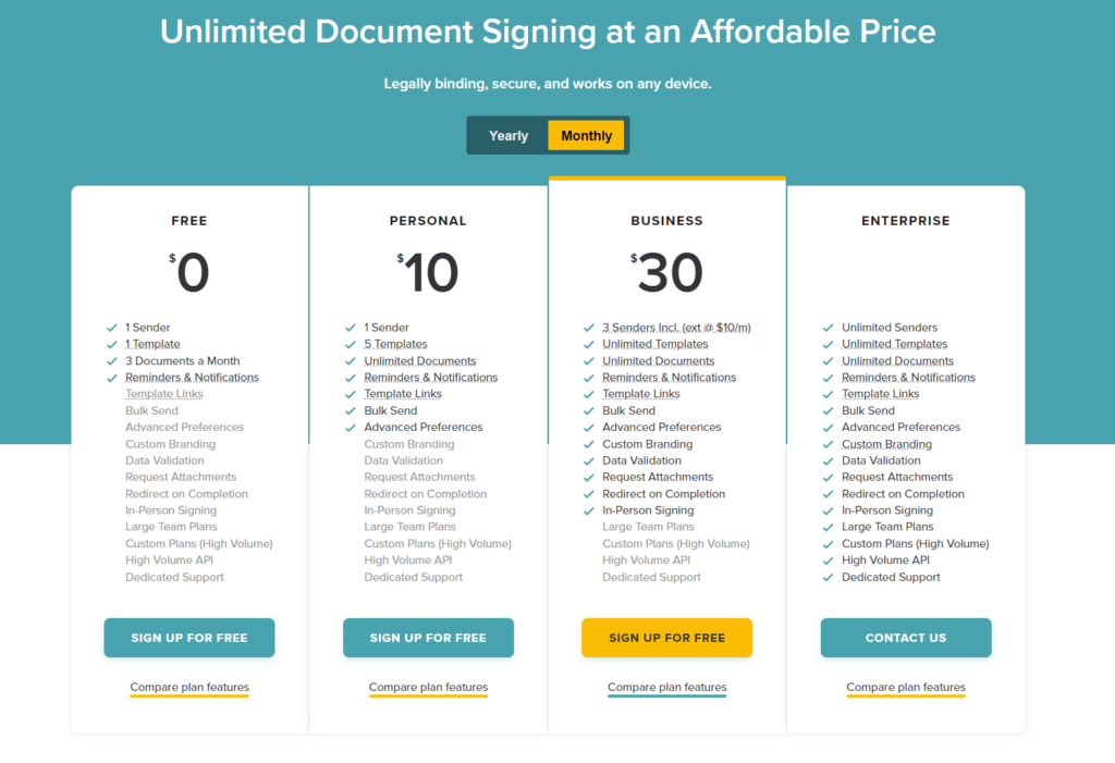 SignWell all plans