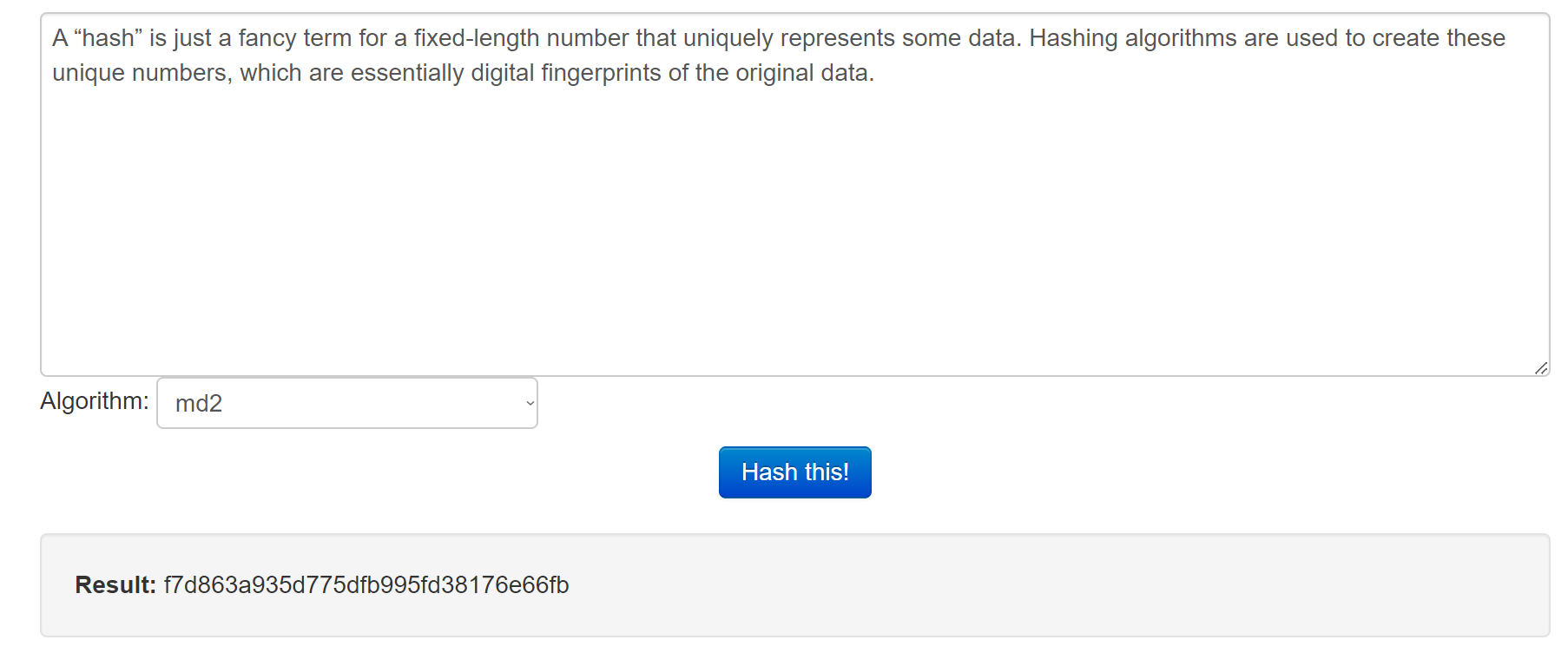 Hashing Algorithms