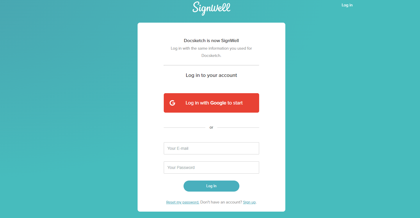 SignWell sign up