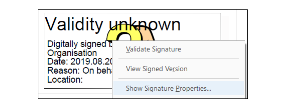 View Signature Properties