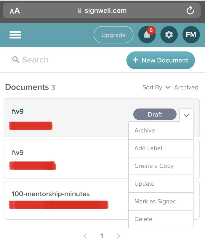 SignWell Document Tracking