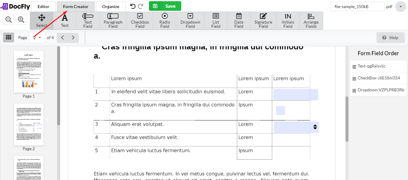 DocFly Form Creator
