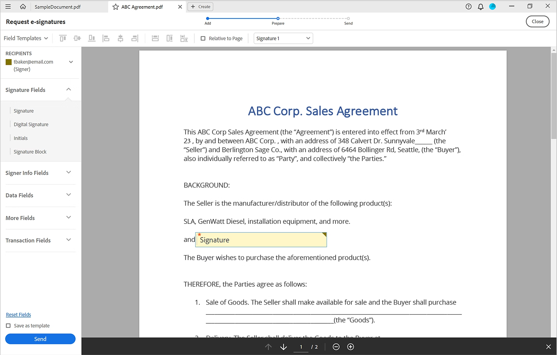 Define Signature Fields Adobe Acrobat
