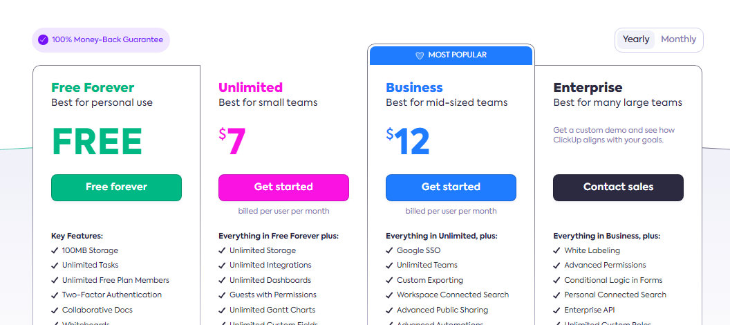 clickup pricing