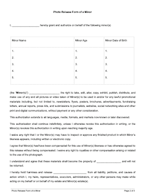 Photo Release Form (for Adults and Minors) - SignWell, Formerly Docsketch