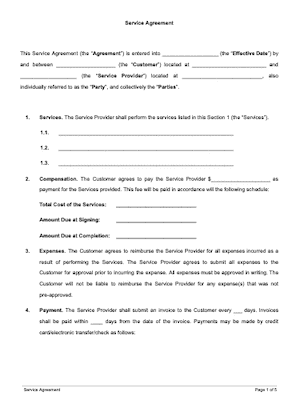 Service Contract Template 