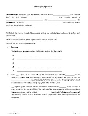 Bookkeeping Contract Template 