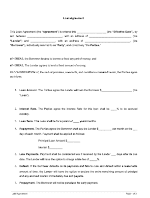 Loan Agreement Template 