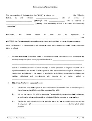 Memorandum of Understanding 