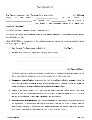 Payment Agreement Template